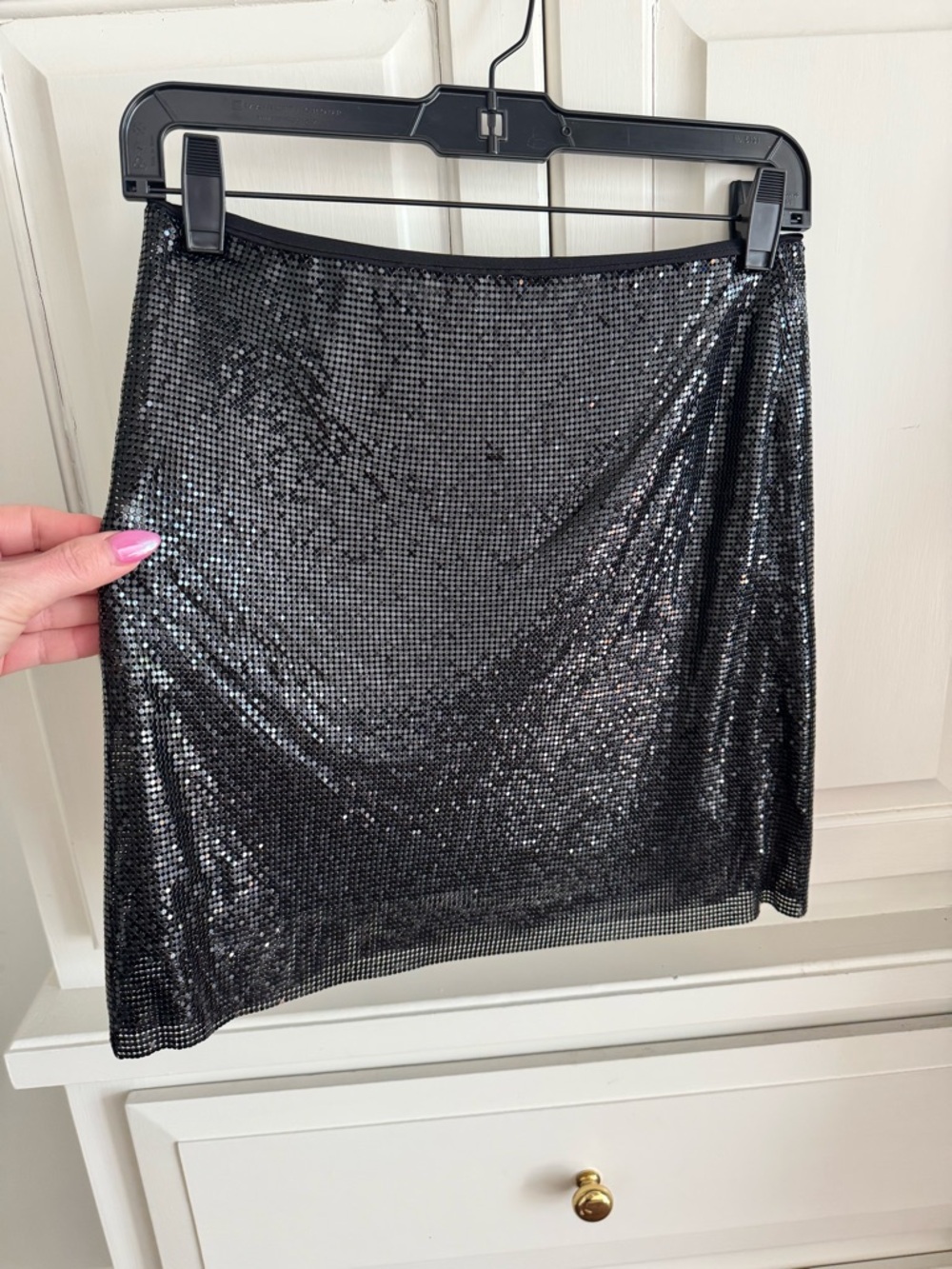 Alice + Olivia Black Sequin Mini Skirt